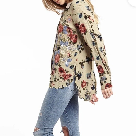 Aratta Silent Journey Anthropologie Embroidered Floral Blouse - Picture 3 of 16